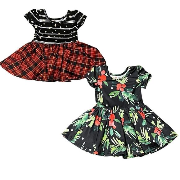 Dot Dot Smile 2 Twirl Holiday Dresses Red White Green Black Size 6-12 Months - Picture 1 of 10
